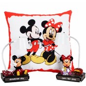 Resim HediyeKanalı Mickey Mouse Minnie Mouse Kalemlik Puf Yastık Mickey Minnie Işıklı Biblo Hediye Seti 