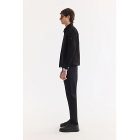 Resim AVVA Erkek Siyah Klasik Yaka Süet Dokulu Mevsimlik Comfort Fit Mont A61Y6000 
