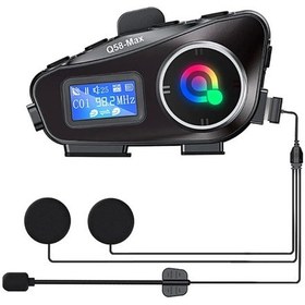 Resim Q58-max Radyolu 2 Kişi Bağlantılı Bluetooth Kask Kulaklık Ekranlı Fenerli Müzik Ve Telsiz Intercom 