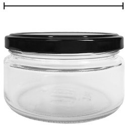 Resim 230 Ml Metal Siyah Kapaklı 230 Cc Cam Konserve Kavanoz 18 Adet 