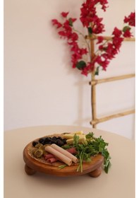 Resim 2 Li Risus Top Ayaklı 25 Cm Ve 17x25 Cm Ahşap Sunum Tabağı 