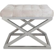 Resim Evodeko Gümüş Ayaklı Beyaz Puf 