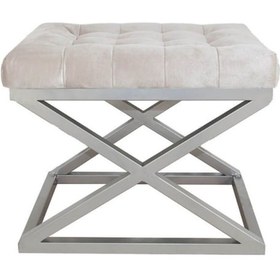 Resim Evodeko Gümüş Ayaklı Beyaz Puf 