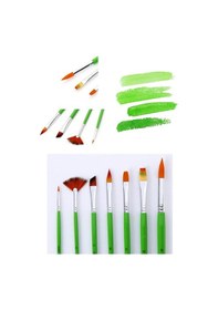 Resim Hannah Bomeijia Yeşil 7 Parça Akrilik Suluboya Yağlıboya Fırça Seti 