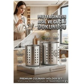 Resim Inox Paslanmaz Çelik 2 Li Kaşıklık Seti - 1mm Ultra Dayanıklı Tezgah Üstü Organizer 723142 Renkli 