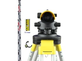 Resim Leica NA524 Otomatik Nivo Seti, Alümiyum Sehpa ve 5m. Telesbobik Mira ile 