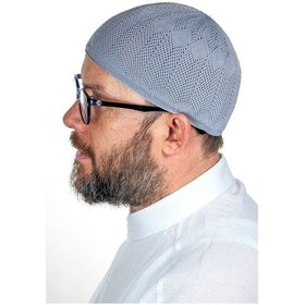 Resim Safir Ince Örme Dantel Namaz Takkesi Gri 1 Adet 