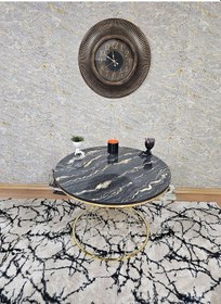 Resim Zafir Gold Kaplama Luanda Suntalem Tabla Pota Orta Sehpa - Gold Sehpa - Orta Sehpa - Yan Sehpa - Sehpa Siyah Üzeri Gold Damar 