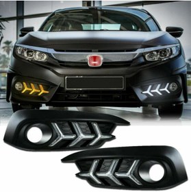 Resim beyaztuning Honda Civic Fc5 Ön Sis Gündüz Farı Ledli Uçak Ağaç Dizayn Kayarlı 2016-2019 