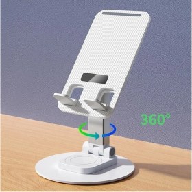 Resim Ulu Bilgisayar Masaüstü Tablet ve Telefon Tutucu Stand 3 Kademeli 360 Derece Döndürülebilir Uzunluk Ayarlı-Beyaz 