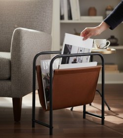 Resim baresmu Alpa Deri Kumaşlı Dergilik, Kitaplık – Metal Çerçeveli Modern Gazetelik / Organizer 