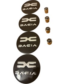 Resim İKTUNING DACIA LOGOLU ALÜMİNYUM 4 ADET 56 MM JANT GÖBEK VE 4 ADET LOGOLU ALÜMİNYUM SİBOP KAPAK 
