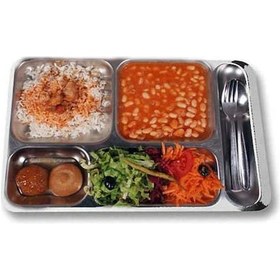 Resim Paslanmaz Çelik Tabldot 5 Bölmeli Yemek Servis Tabağı (10 Adet) 