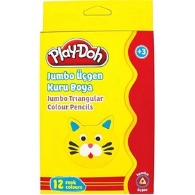 Resim NessiWorld Play-Doh 12 Renk Jumbo Üçgen Kuru Boya 