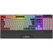 Resim Rampage Carbon Pro Gri/Siyah Wireless OUTEMU Red Swich Q Gaming Oyuncu Klavye Bilek Destekli Red Switch RGB 