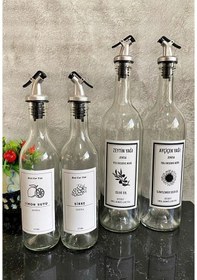 Resim Şeffaf Cam Etiketli Akıtıcılı 750 Ml Yağlık 375 Ml Sosluk Yağdanl 