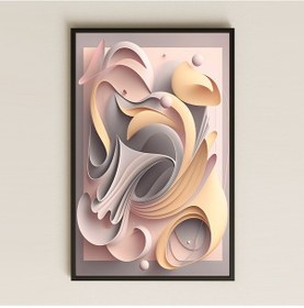 Resim Pastel Tonlarda Akışkan Formlu Şeffaf Pleksi Tablo 