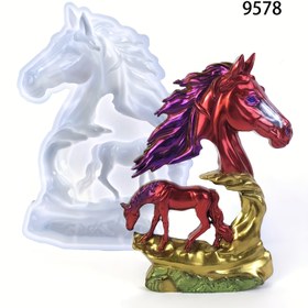 Resim 3D Atlar Duvar Asılı Silikon Reçine Kalıp, Duvar Dekorasyonu Ofis Oturma Odası Bahçe için Boş At Kalıbı Epoksi Reçine Döküm Kalıpları, İmpresyonist Sanat Dekorasyon Kalıbı, DIY Yapımı El Yapımı Ev Gösteri Dekor El Sanatları, Masaüstü Dekor 