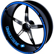 Resim 4 Parçalı Kesikli Tasarımlı Azur Mavi Jant Şeridi Sticker Çınar Extreme 