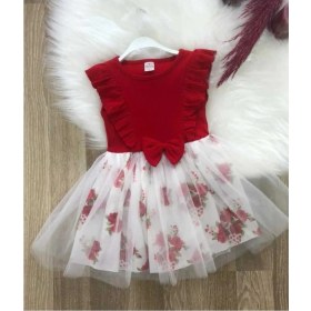 Resim Retro Women Kız Çocuk Pamuklu Çiçekli Tütülü Doğum Günü Özel Gün Abiye Günlük Prenses Elbise 