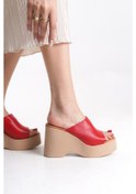 Resim She's Kadın Kırmızı Deri Dolgu Topuk Terlik Shes00k011877 Kırmızı 