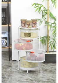 Resim 4 Katlı Metal Açılır Kapanır Paslanmaz Sebzelik Beyaz 