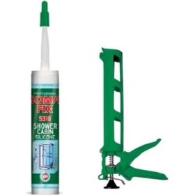 Resim Somafix Şeffaf Duşakabin Silikonu Kararma Yapmaz ve Silikon Tabancası Seti 