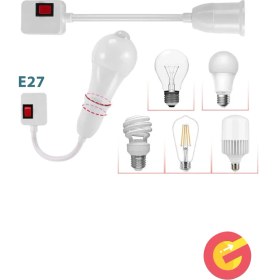 Resim Akrobatik Fişli Anahtarlı Prize Takılan E27 Ampul Duy, Gece Lambası, 180 Derece Bükülebilir 