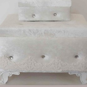 Resim Duru Çeyiz Sandıkları Puf Kapitone İkili Çeyiz Sandığı krem 