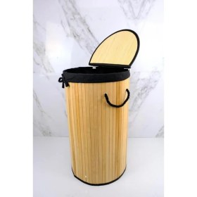 Resim Yuvarlak Bambu Çamaşır Sepeti Naturel CL-6001-08 C1-1-121 