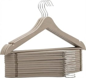 Resim Orret Home 6 Adet Ahşap Görünümlü 360° Döner Plastik Elbise Askısı | Esnek ve Dayanıklı Mont Kaban Askısı | Ağır Hizmet Tipi Gardrop İçi Kıyafet Askısı (6, Kum Gri) 