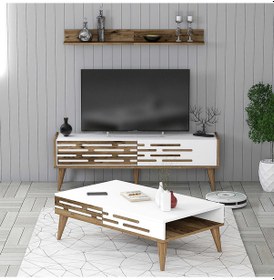 Resim Variant Valensiya 140cm Tv Ünitesi Ve Orta Sehpa Takımı - Ceviz / Beyaz 