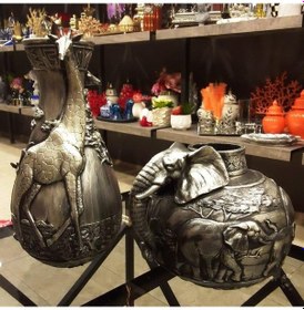 Resim BY ARİ İKİLİ ZÜRAFA VE FİL VAZO SET VZ160-1 