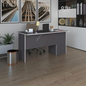 Resim Kenzlife ofis masası yoko ono gri sol 75*120*80 raflı dolap eşkenar bilgisayar çalışma masası 