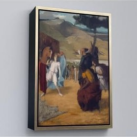 Resim Ahşap Çerçeveli Edgar Degas - İskender Ve Bucephalus Tablosu 55 x 75 cm Beyaz Çerçeve, TTÇ.KNV8056FRM 