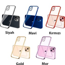 Resim Apple Uyumlu iPhone 13 6.1Inç Renkli Kenar Seffaf Kilif Kamera Korumali Silik 283750535 - Renk / Kirmizi 