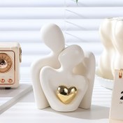 Resim Romantik Çift Reçine Heykel Figürü - Modern Minimalist Aşk Temalı Oturma Odası, TV Ünitesi ve Raf Dekoru - İç Mekan/Dış Mekan Kullanımı, Elektriksiz, Yıldönümü ve Düğünler için Benzersiz Hediye 