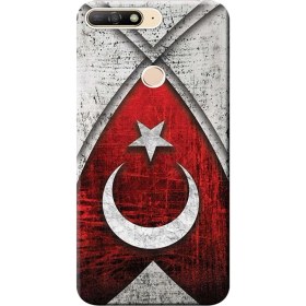 Resim Ceppare Huawei Y6 2018 Kılıf (ATU-L21) Desen Baskılı Silikon Kapak Türk Bayrağı Tasarım STK:380 