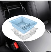 Resim Hightower Tesla Model 20-24 Merkez Konsolu Mavi Silikon Şeffaf Saklama Kutusu 