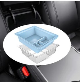 Resim Hightower Tesla Model 20-24 Merkez Konsolu Mavi Silikon Şeffaf Saklama Kutusu 