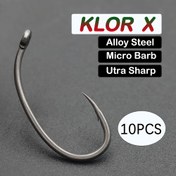Resim 10 adet PTFE Kaplamalı Sazan Balıkçılık Kancası Alaşımlı Çelik KLOR Dikenli Kanca Method Feeder Balıkçılık Saç Rig Aksesuarları Ronnie Rig Sazan Takımı 