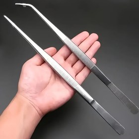 Resim 2 Adet Paslanmaz Çelik Cımbız - Kavisli ve Düz Uçlar ile Çay Sanatı, Su Peyzajı, Sukulent Bahçeciliği için - Ev ve Hobi Severler İçin Dayanıklı Çok Amaçlı Hassas Araçlar, Şık Metalik Bitiş, Yüksek Kaliteli Metal 