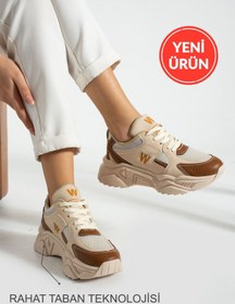 Resim Devida Bej Yüksek Taban Kadın Spor Ayakkabı 