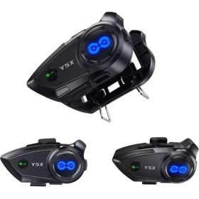 Resim Y5X Rgb Işıklı Intercom 5 Kişi Bağlantılı 1000MAH Motosiklet Bluetooth Kulaklık Seti 