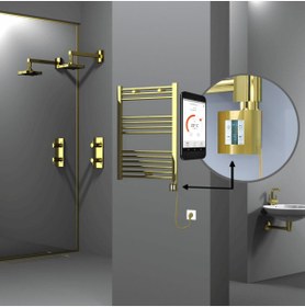 Resim Radiva HAITI Elektirikli Havlupan 600x800 Düz Altın (KTX4 Termostat) 300W Spiral Kablolu 