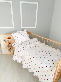 Resim %100 Pamuk Çift Katlı Pileli Yorgan Seti Klp 