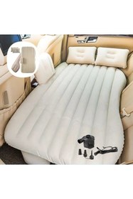 Resim caraks Araba Koltuğu Yatağı Otomobil Arka Koltuk Için Şişme Yatak Komprösörlü Şaft Destekli Bej Renk 