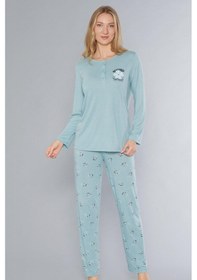 Resim Uzun Kol Pijama Takımı Mevsimlik Viskon Alperi 790-64 YESIL 