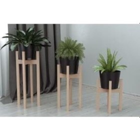 Resim Masif Ahşap Saksı Yükseltici Ayak Saksı Standı Sehpa 3 Lu Set Sak 