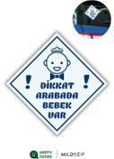 Resim Happynesso "dikkat Arabada Erkek Bebek Var" Sticker – 10x10 Cm Cam Için Uyarı Etiketi Tekli 